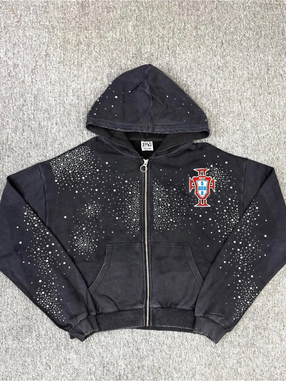 Black Zip-Up Hoodie Jacket with Stud Detail
